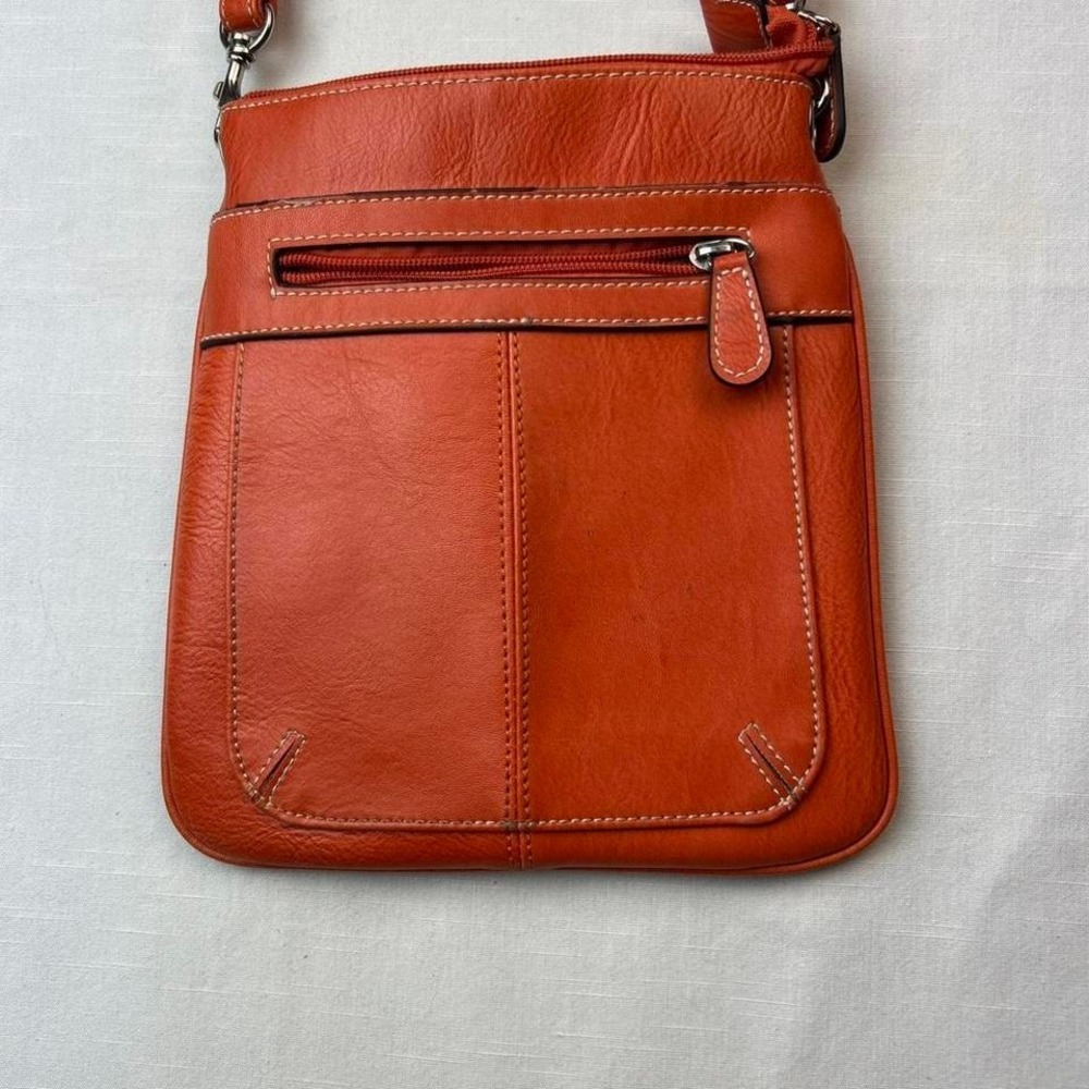 Orange leather crossbody purse
